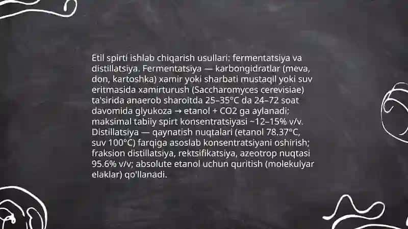 Etil spirti: kimyoviy xossalari va turlari 4