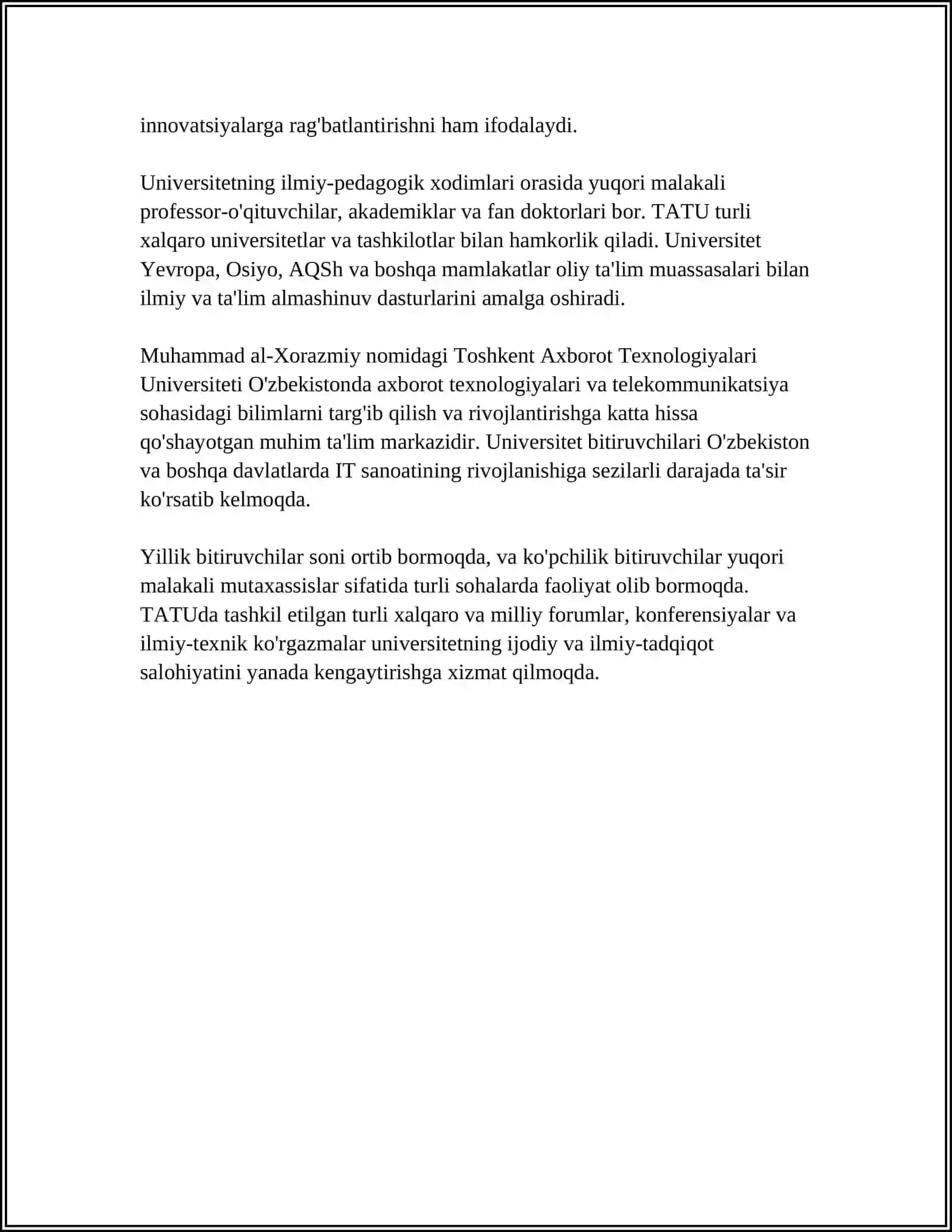 Muhammad al-Xorazmiy nomidagi Toshkent Axborot Texnologiyalar Universiteti 4