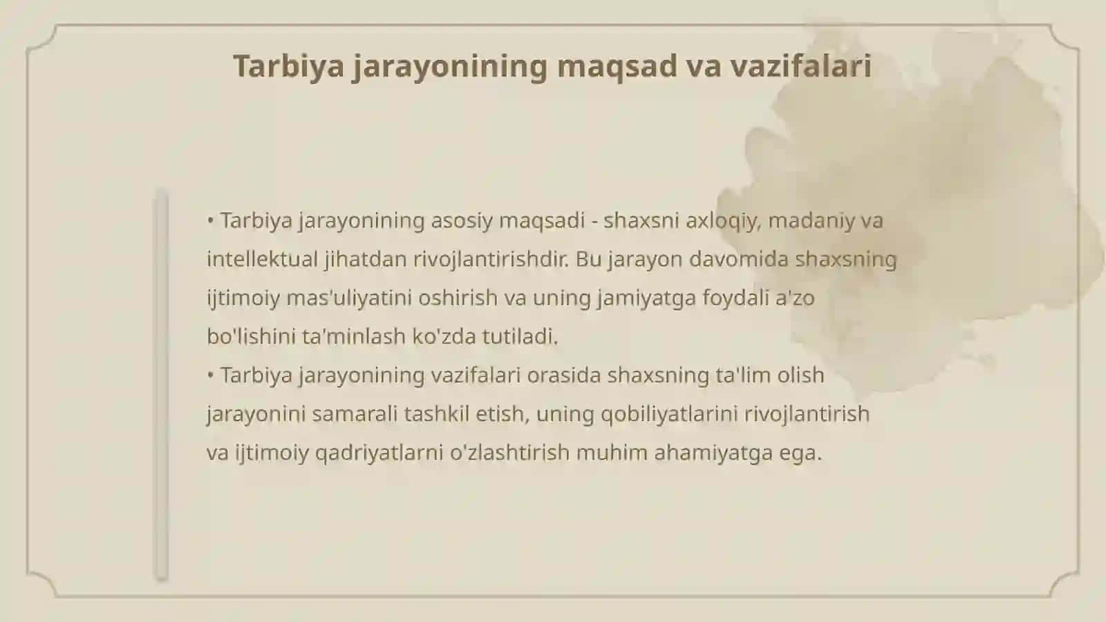 Tarbiya jarayonining mazmuni va asosiy yo'nalishlari 4