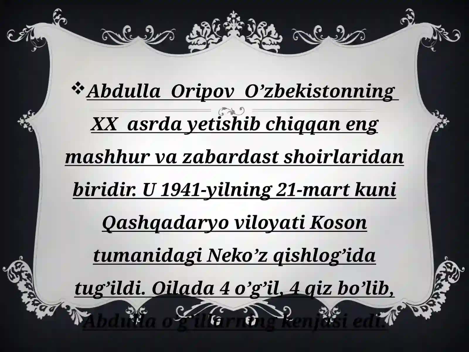 ABDULLA ORIPOV HAYOTI VA IJODI 4