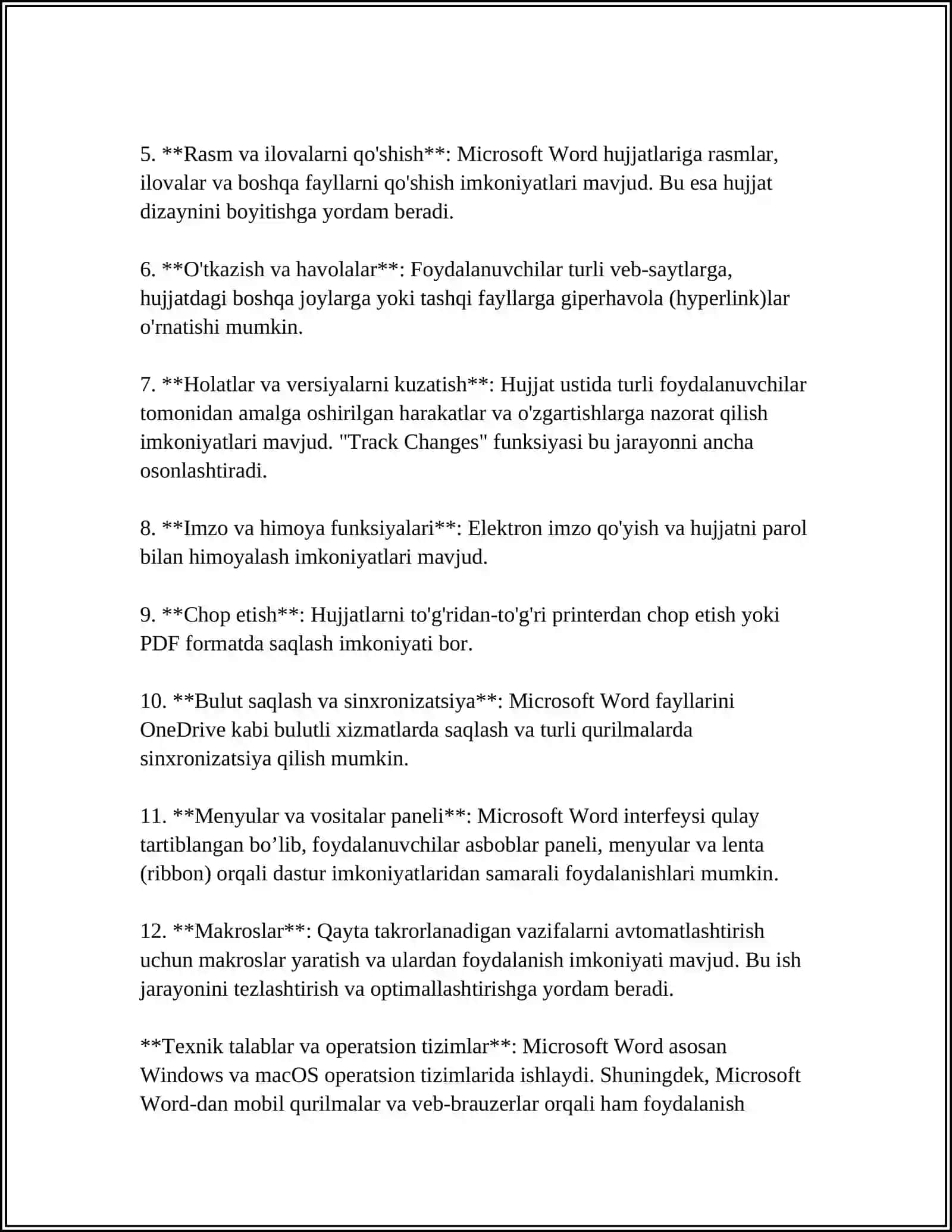 MICROSOFT OFFICE DASTURLARI 4
