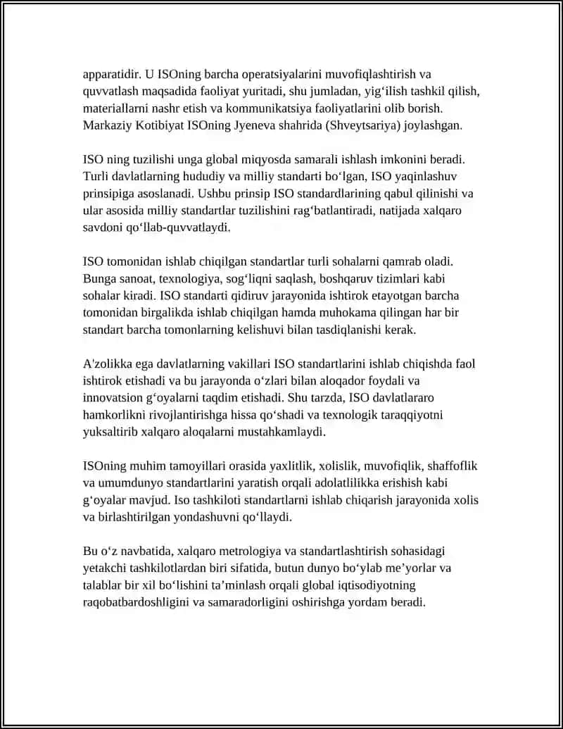 METROLOGIYA VA STANDARTLASHTIRISH BO`YICHA XALQAROTASHKILOTLAR. (ISO, MEK, MOZM) 4
