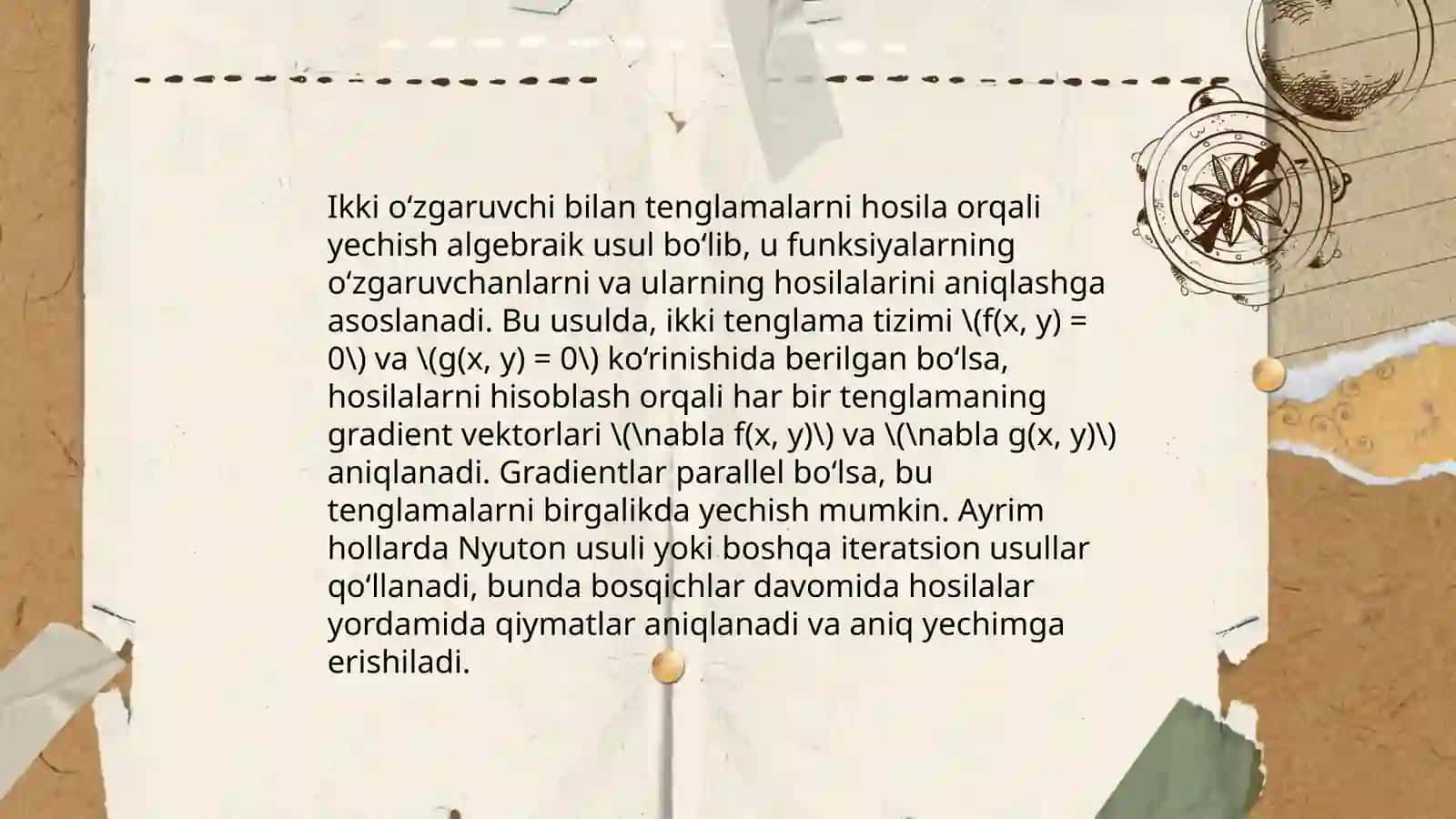 Hosilani yordamida yechish mumkin bo'lgan tenglamalarni tavsiflash 4