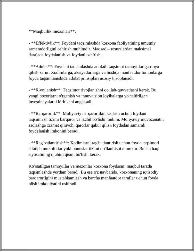 KORXONA FOYDASI TAQSIMLANISHI VA ISHLATILISHI 4