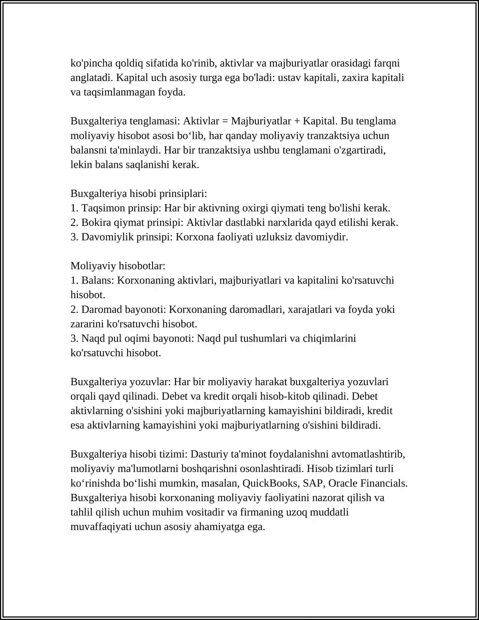 MUSTAQIL ISH Mavzu: BUXGALTERIYA XISOBI 4
