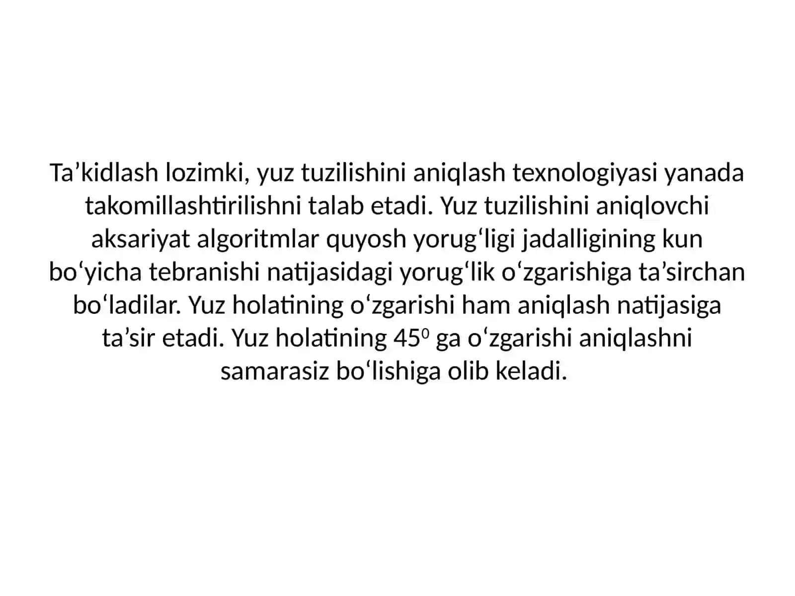Yuzning tuzilishi va ovoz bo‘yicha autentifikatsiyalovchi tizimlar mavzusini takrorlash 4