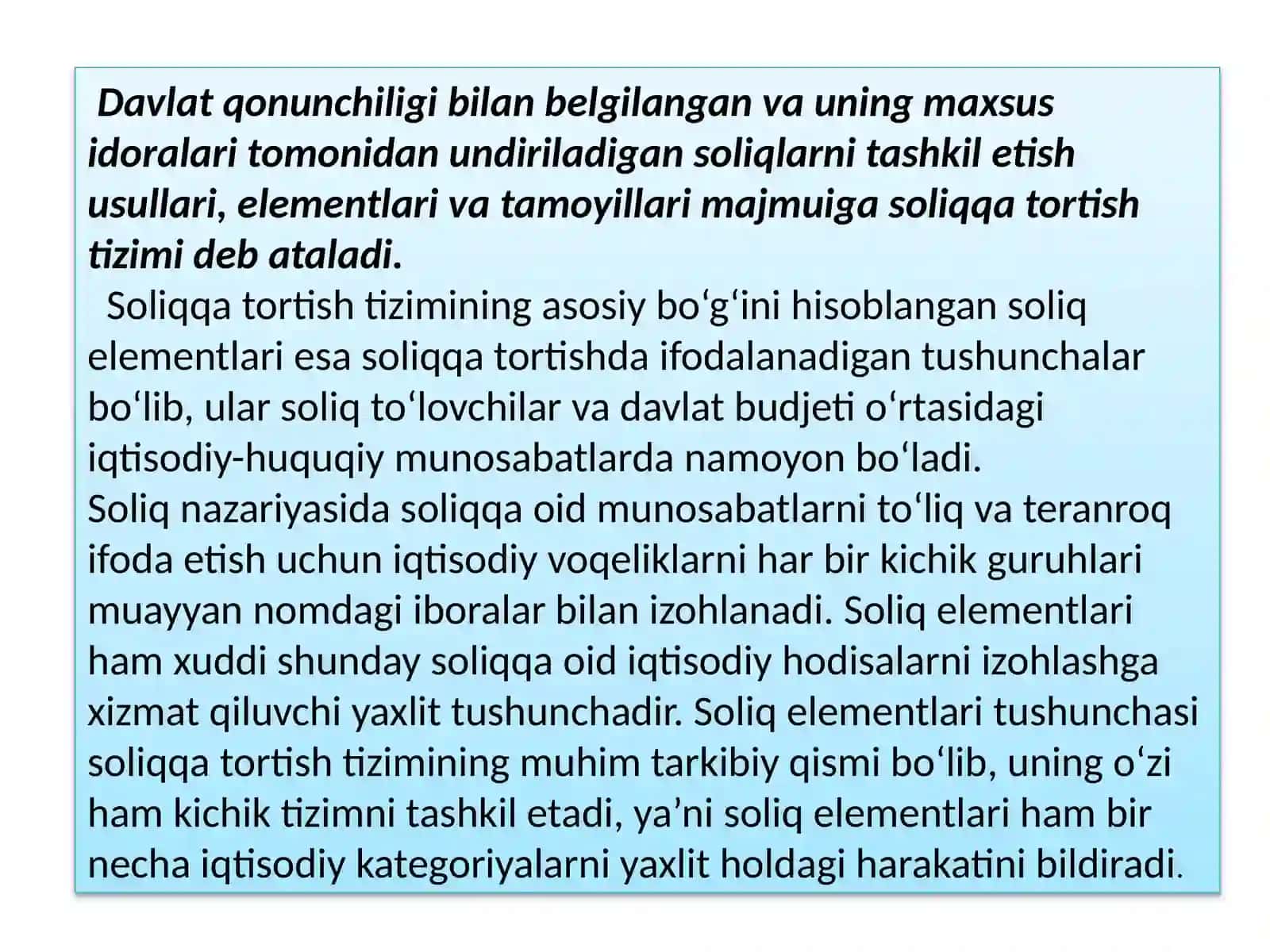 O‘zbekiston Respublikasi soliq tizimi va uning shakllanishini nazariy asoslari 4