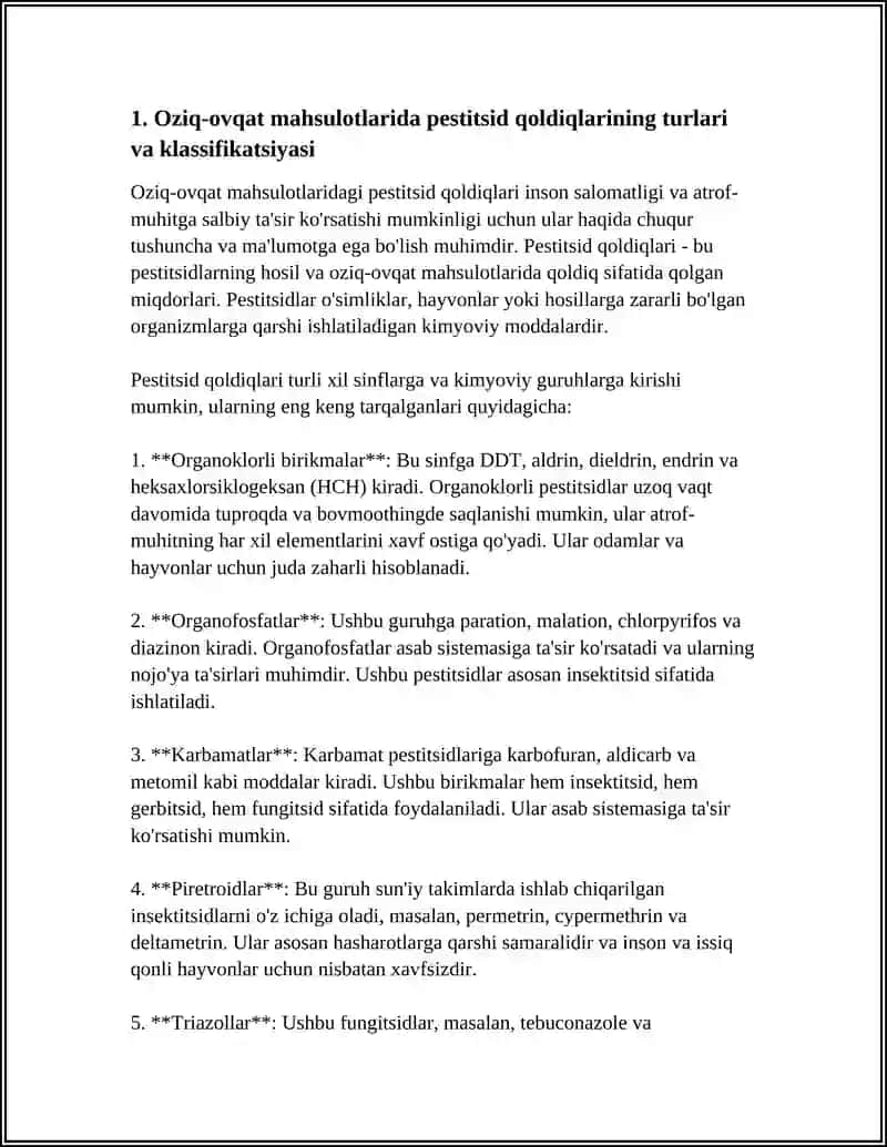 OZIQ-OVQAT MAHSULOTLARIDA PESTITSID QOLDIQLARIVA ULARNI SALOMATLIKKA TAʼSIRI 4