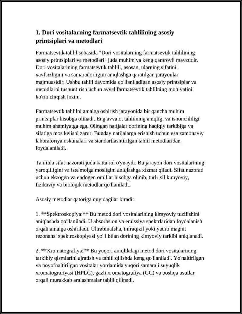 Dori vositalarning farmatsevtik tahlilining asosiy printsiplari va metodlari 4