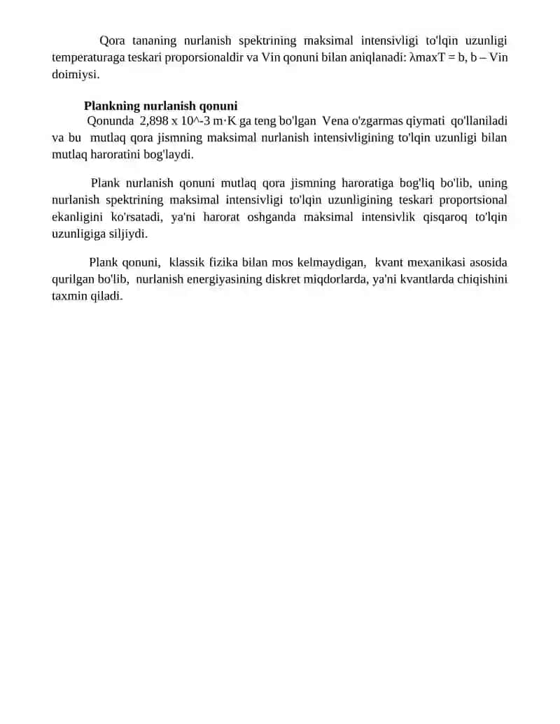 Jismlarning issiqlik nurlanish qonunlari 4