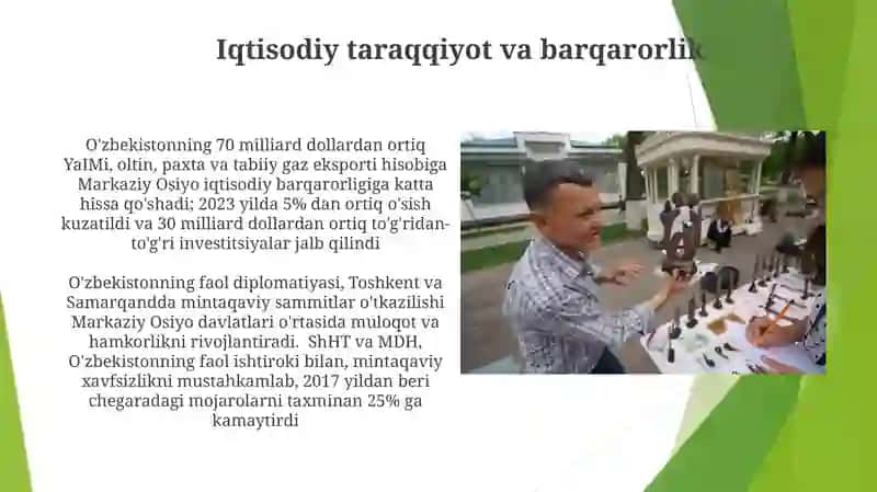 Mavzu: Oʻzbekistonmarkaziyositodatinchlikvabarqarorliknitaminlashdagioʻrni 4