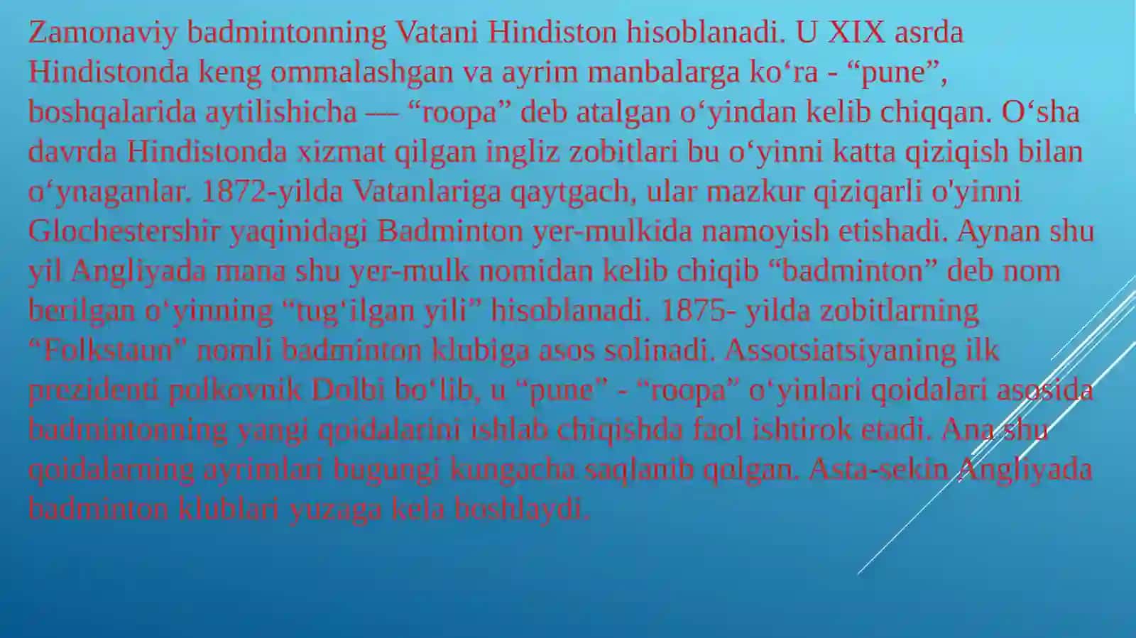 Badminton o‘yinining kelib chiqishi va rivojlanish tarixi 4