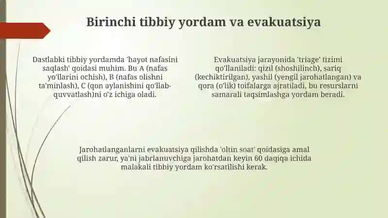 Shikastlanish o‘choqlarida tibbiy yordamni tashkillashtirish 4