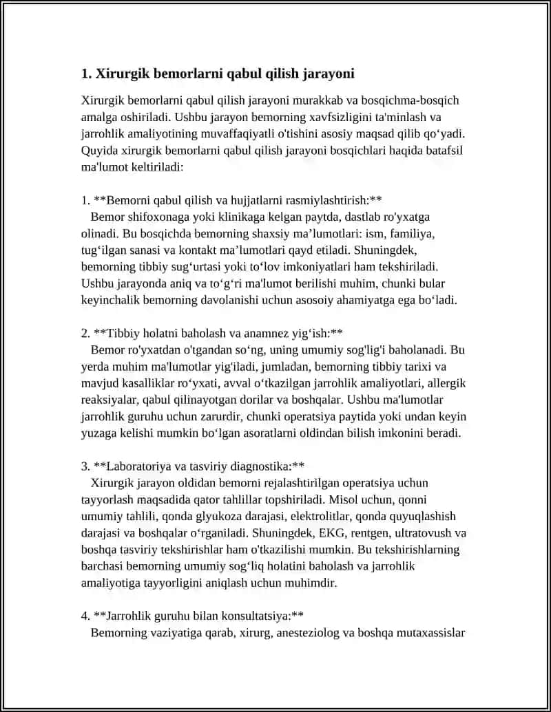 XIRURGIK BEMORLARNI QABUL QILISHDA SANITAR ISHLOV BERISHNING AHAMIYATI 4
