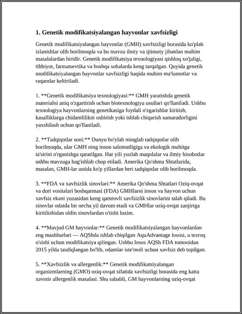 HAYVONLAR BIOTEXNOLOGIYASIDA BIOXAVFSIZLIK 4