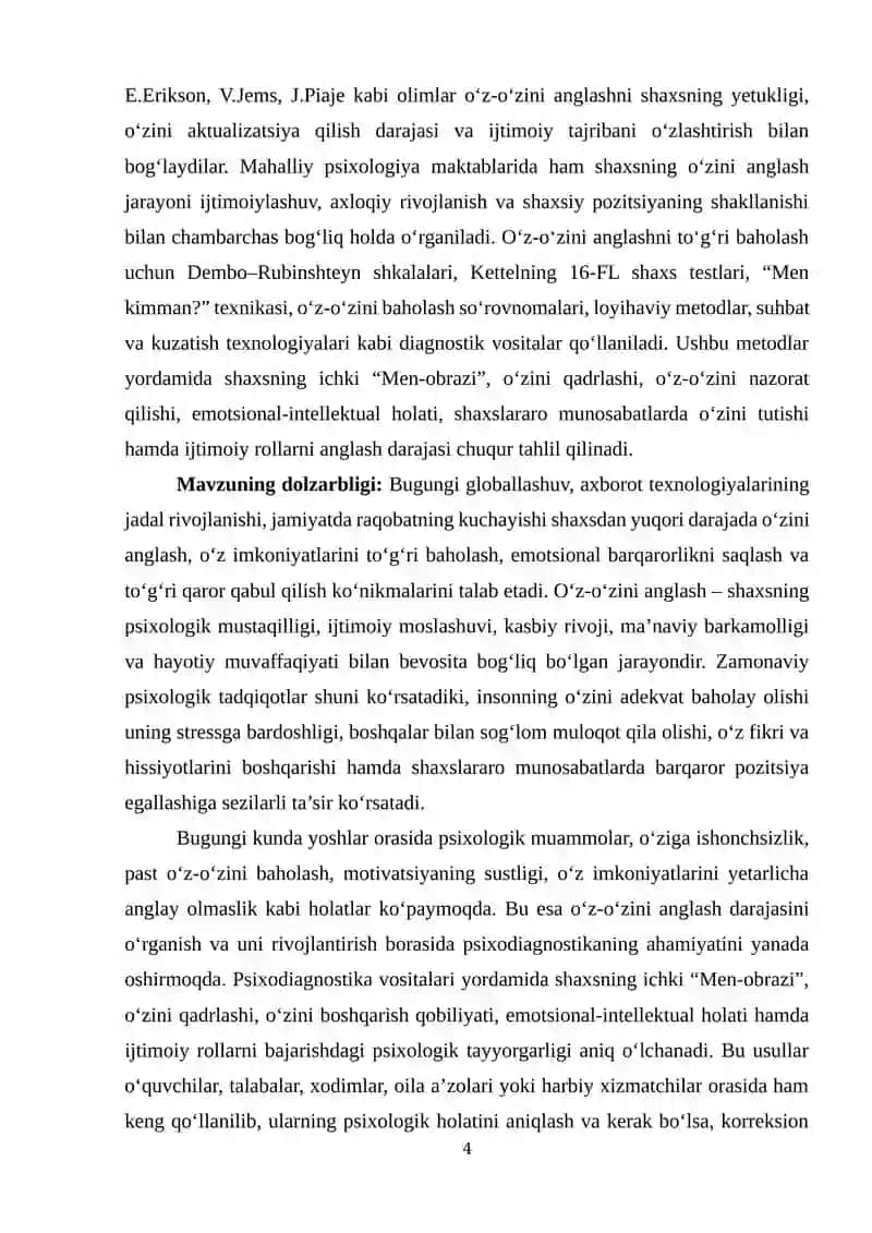 O'z-o'zini anglash psixodiagnostika ob'ekti sifatida 4