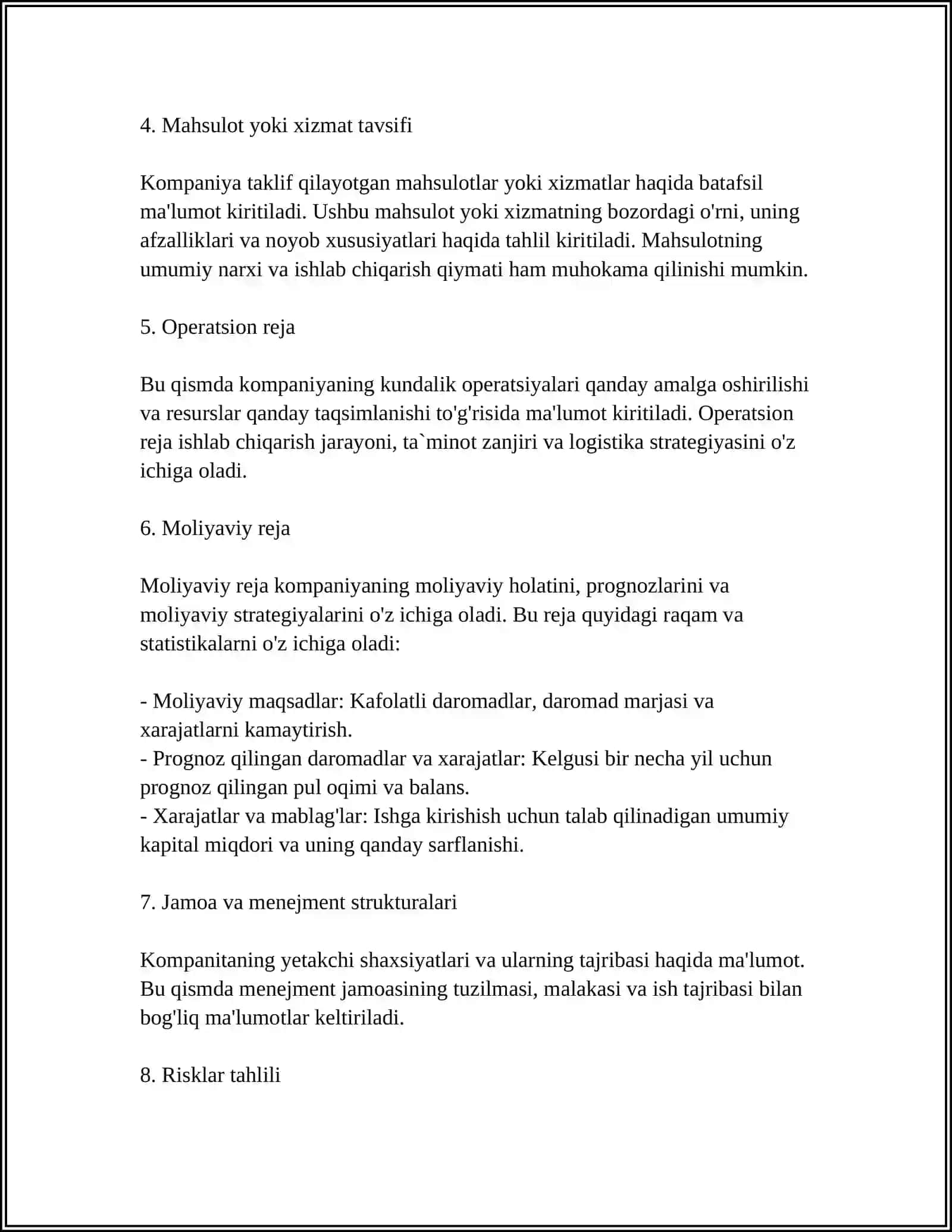 FERMER XÒJALIGI PAXTA YETISHTIRISH BIZNES REJA 4