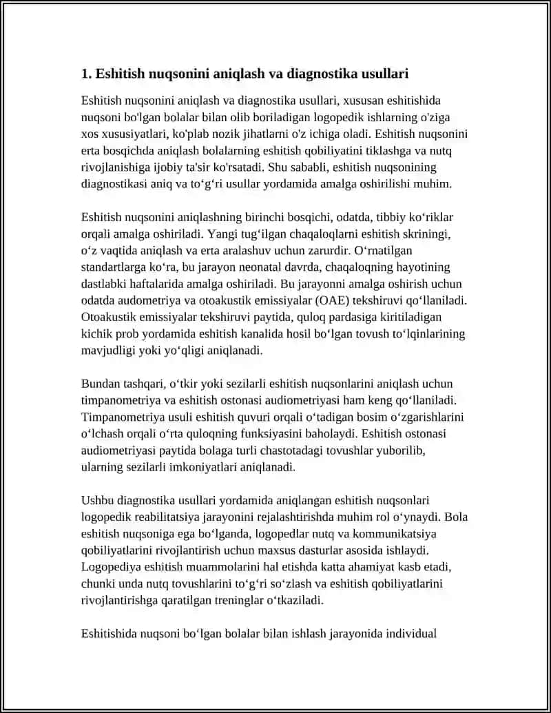 ESHITISHIDA NUQSONI BOLGAN BOLALAR BILAN OLIB BORILADIGAN LOGOPEDIK ISHLARNING O'ZIGA XOS XUSUSIYATLAR 4