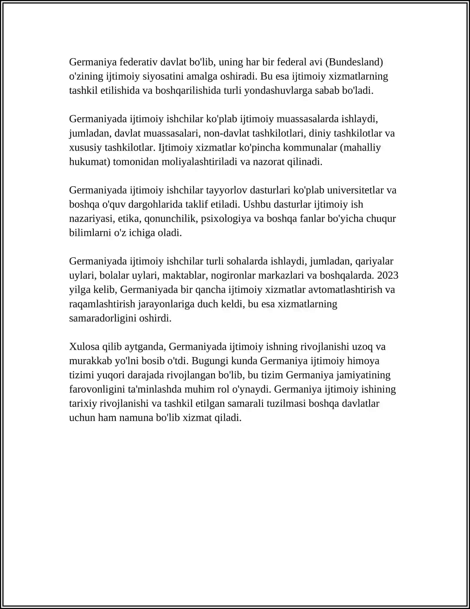 YEVROPA DAVLATLARIDA IJTIMOIY ISH MODELI:GERMANIYA,BUYUK BRTANIYA,SHVETSIYA MISOLIDA 4