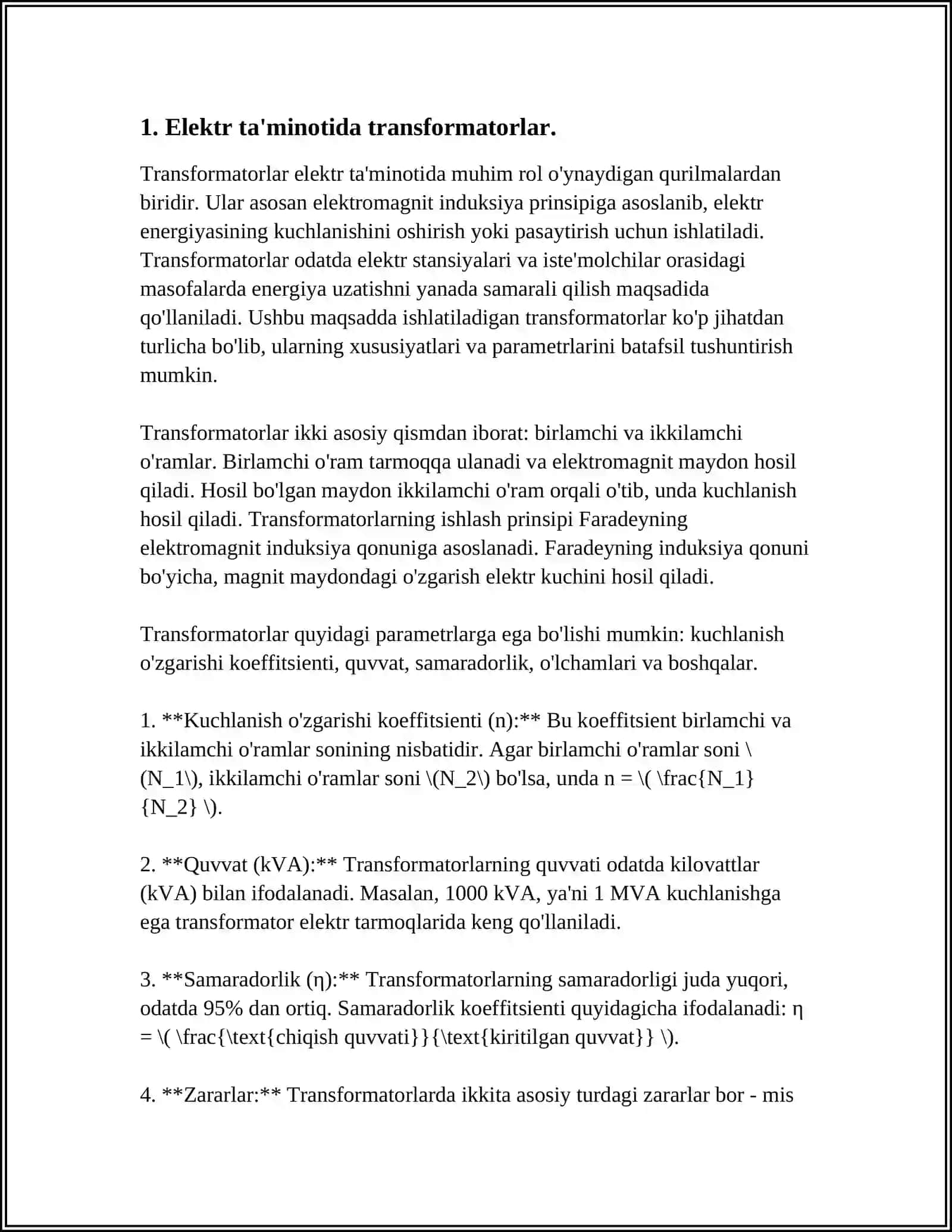 Elektr ta'minotida transformatorlar 4