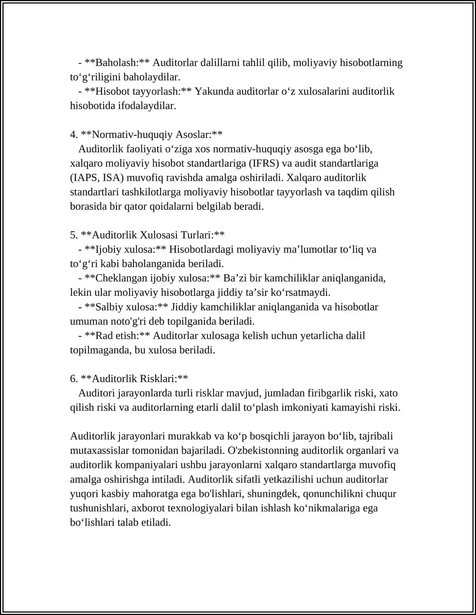 BANKLARDA AUDITORLIK XULOSALARINI BERISH TARTIBI 4