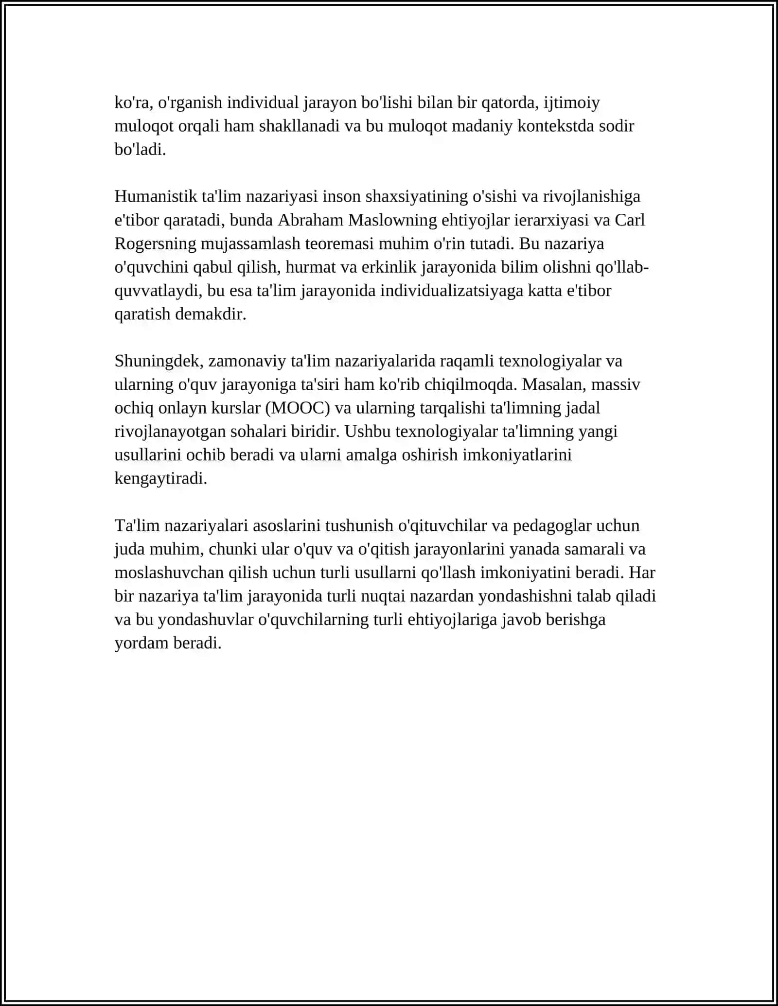 DIDAKTIKA TA'LIM NAZARIYASI SIFATIDA. TA'LIM PARADIGMALARI 4