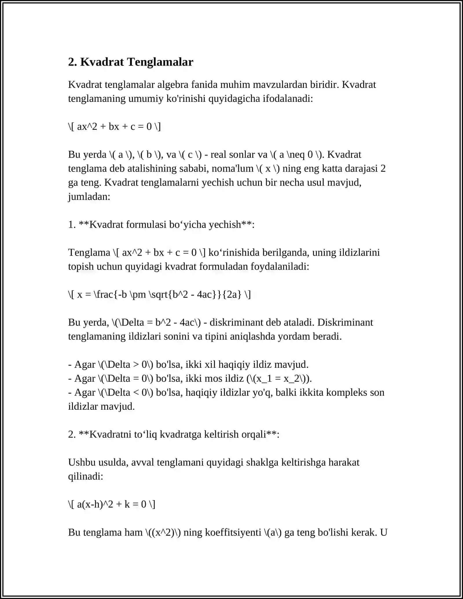 MUSTAQIL ISH Mavzu: GAUSS USULIDA MISOLLAR YECHISH 4