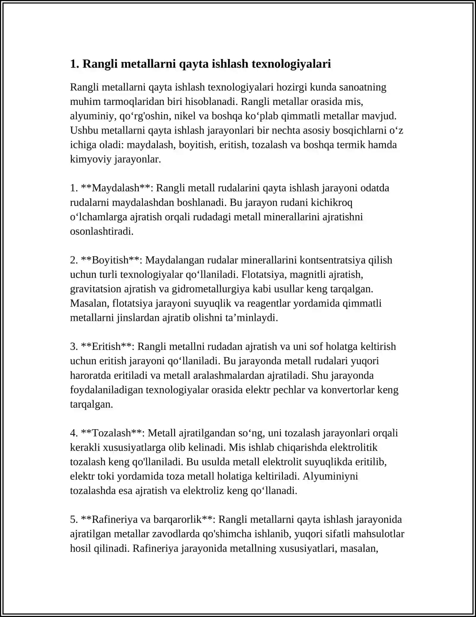 Rangli metallarni qayta ishlash texnologiyalari 4