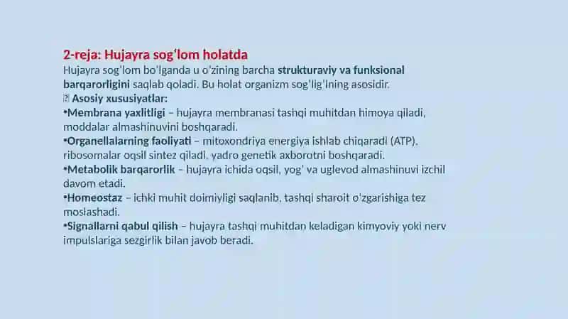 Hujayra sog'liq va kasallikning struktur birligi. Patologiyaga kirish 4