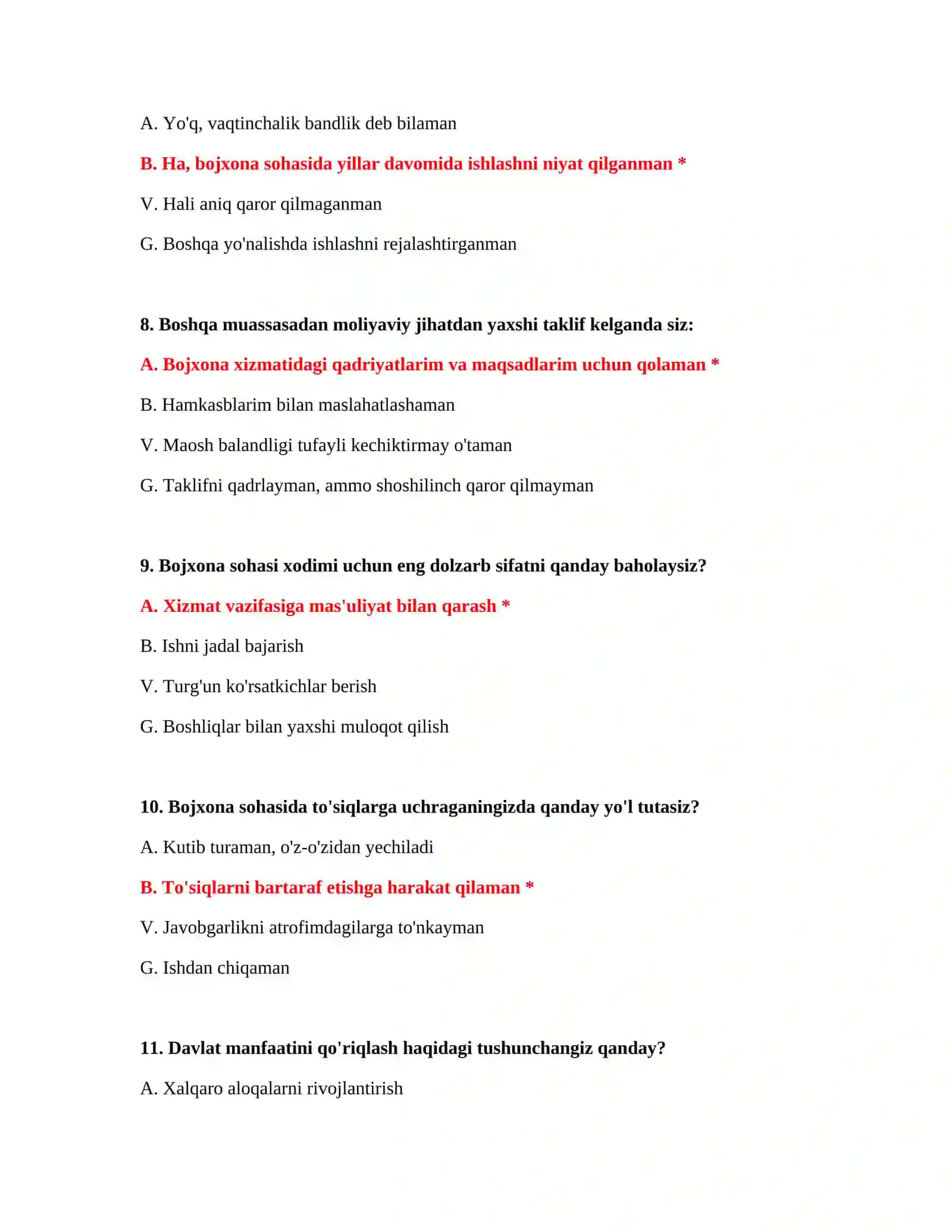 BOJXONA XIZMATIDA ISHGA QABUL VA PSIXOLOGIK TEKSHIRUV - TO'LIQ TO'PLAM 4