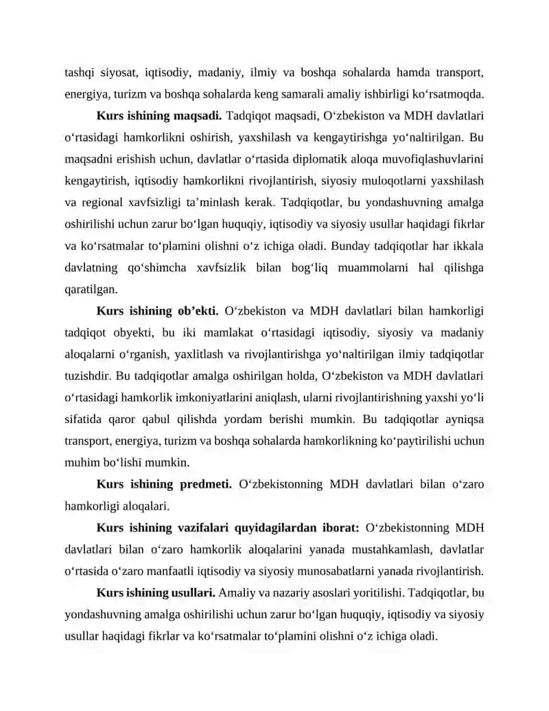 O‘ZBEKISTONNING MDH DAVLATLARI BILAN O‘ZARO HAMKORLIGI 4