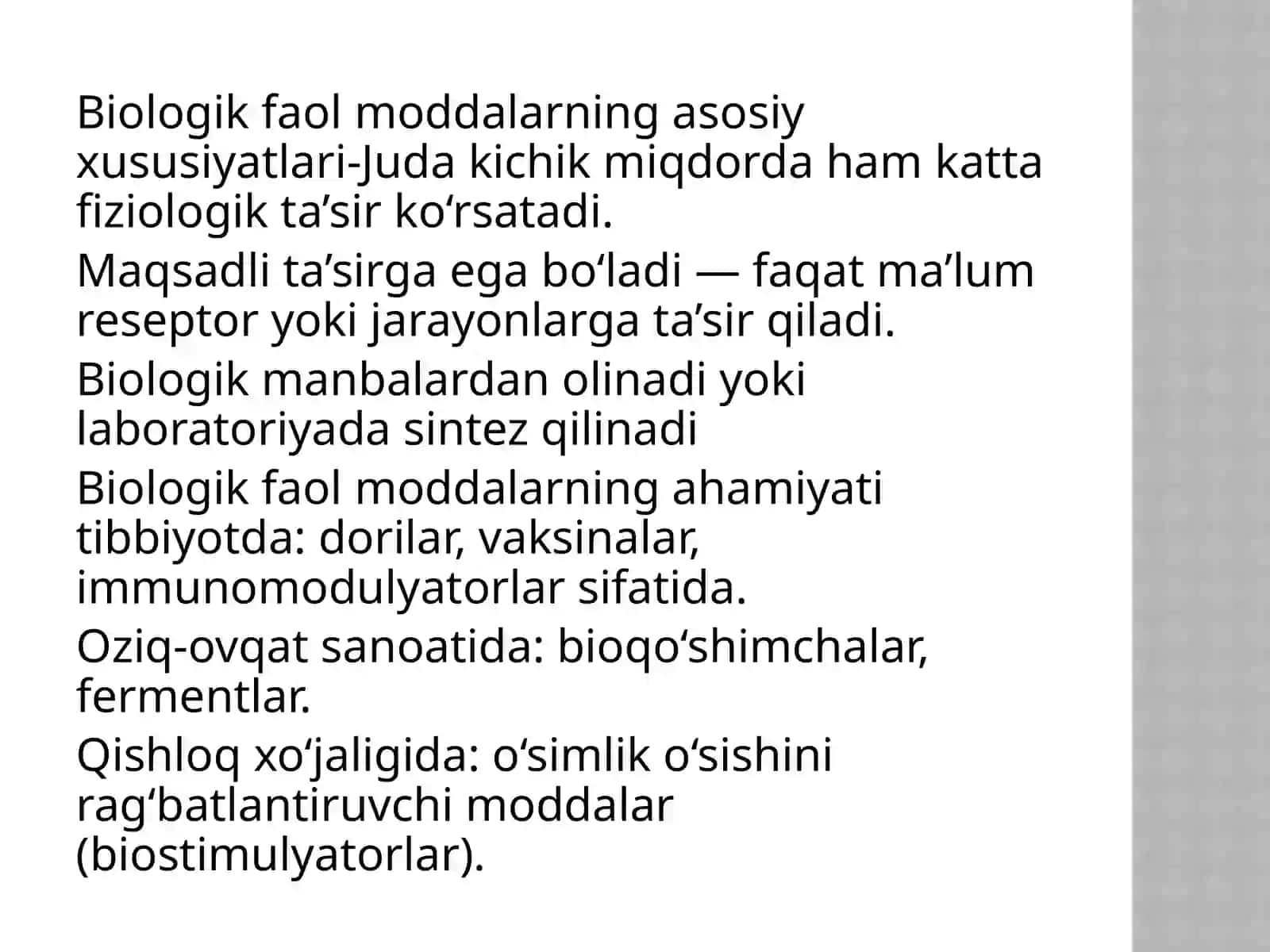 Biologik faol moddalarni olish manbalari 4
