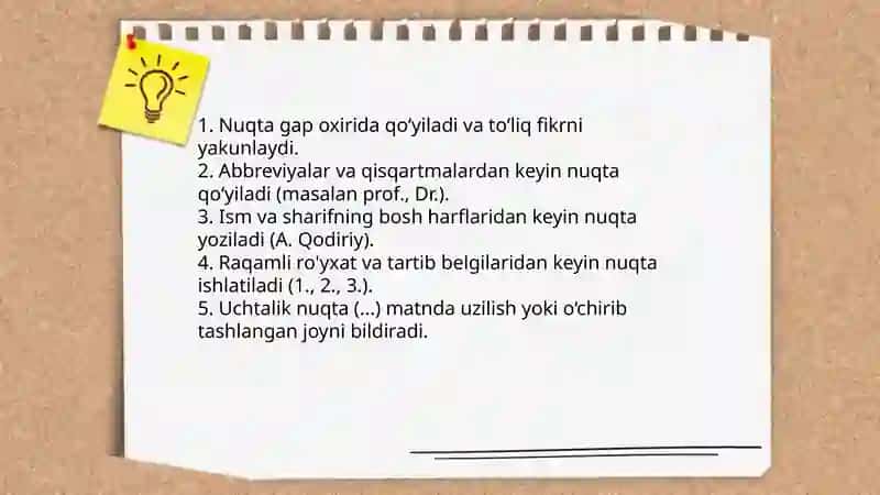 Ózbek tilida tinish belgilari órganilishi va qóllanishi 4