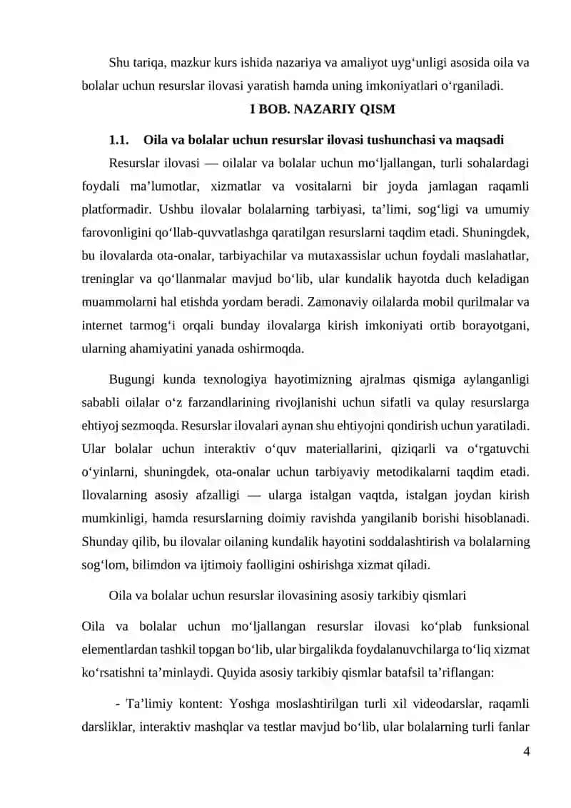 Oila va bolalar uchun resurslar ilovasi yaratish 4