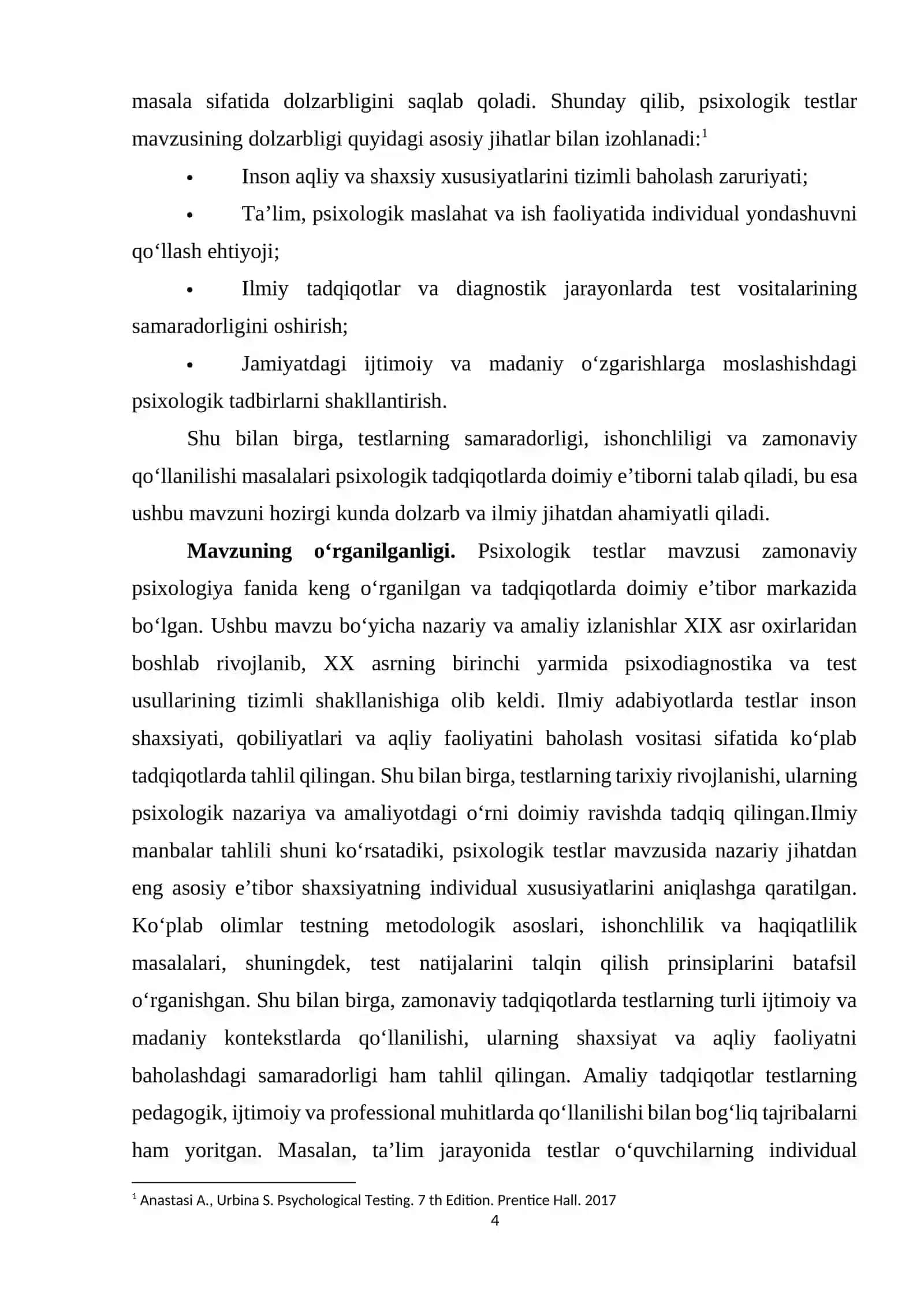 Hozirgi zamon psixologiyasida testning dolzarb muammolari 4