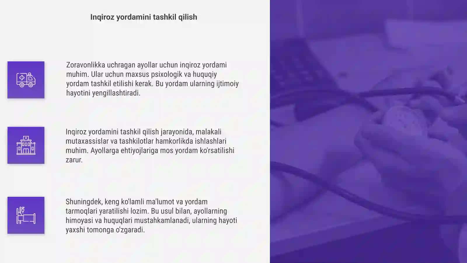 Zoravonlikka uchragan ayollarga inqiroz yordami 4