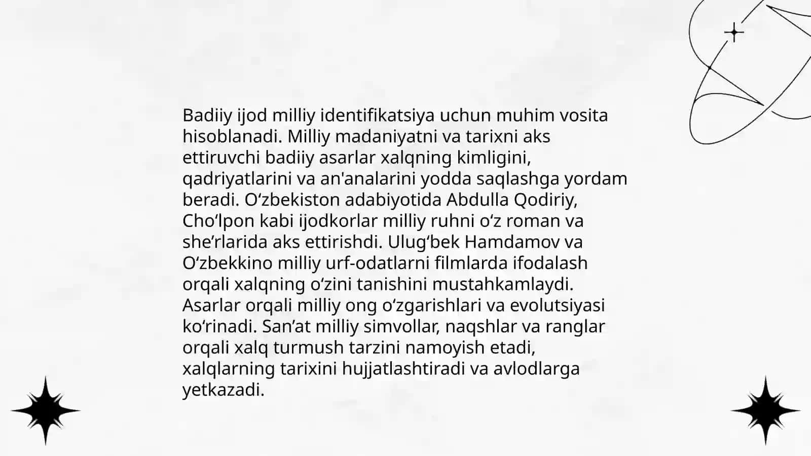Madaniyat va sanʼat sohasida badiiy ijodning ahamiyati 4