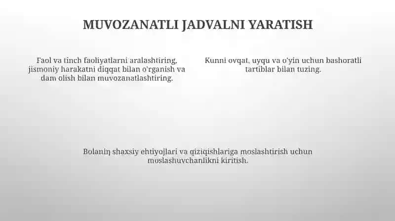 Ilk yoshdagi bolalar kun tartibini toʻgri rejalashtirish 4