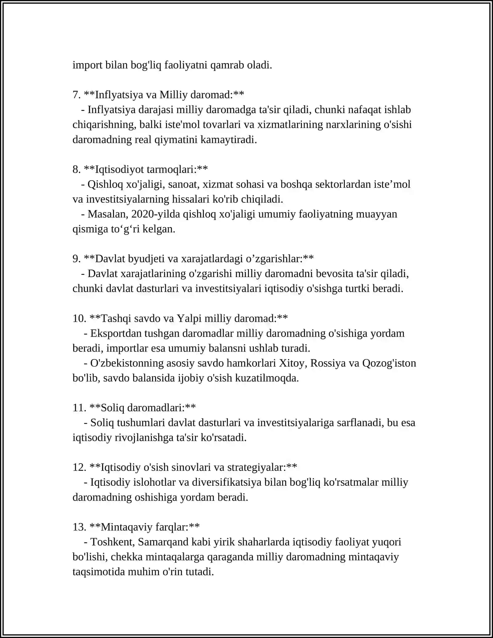 MILLIY IQTISODIYOT VA UNING MAKROIQTISODIY OʻLCHAMLARI 4