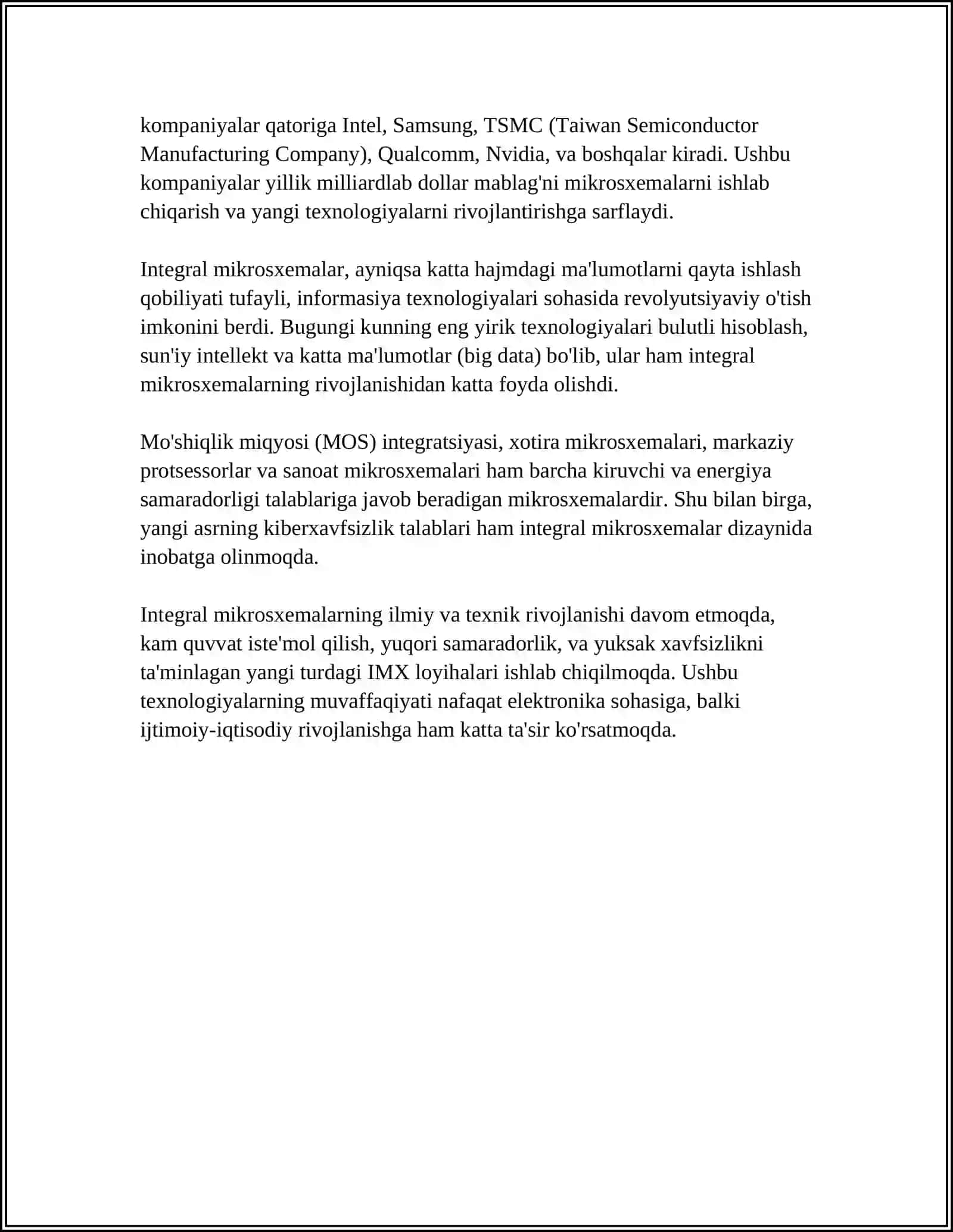 INTGRAL MIKROSXEMALAR VA RAQAMLI TEXNIKA NEGIZ ELEMENTLARINI HAMDA SHIFRATOR, DISHIFRATOR MULTIPLEKSOR VA TRIGGERLARNI INTIRNT MANBALARIDAN VA QO'SHIMCHA ADABIYOTLARDAN O'RGANISH 4