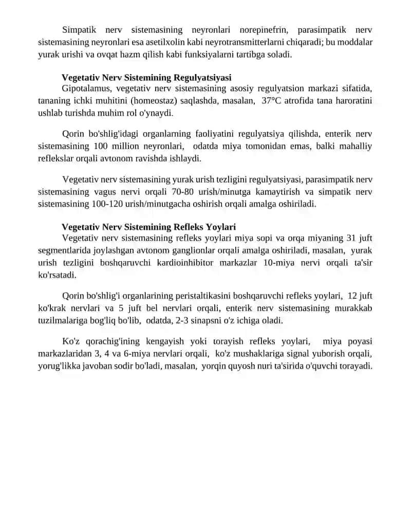 Vegetativ asab tizimining anatomiyasi va fiziologiyasi 4