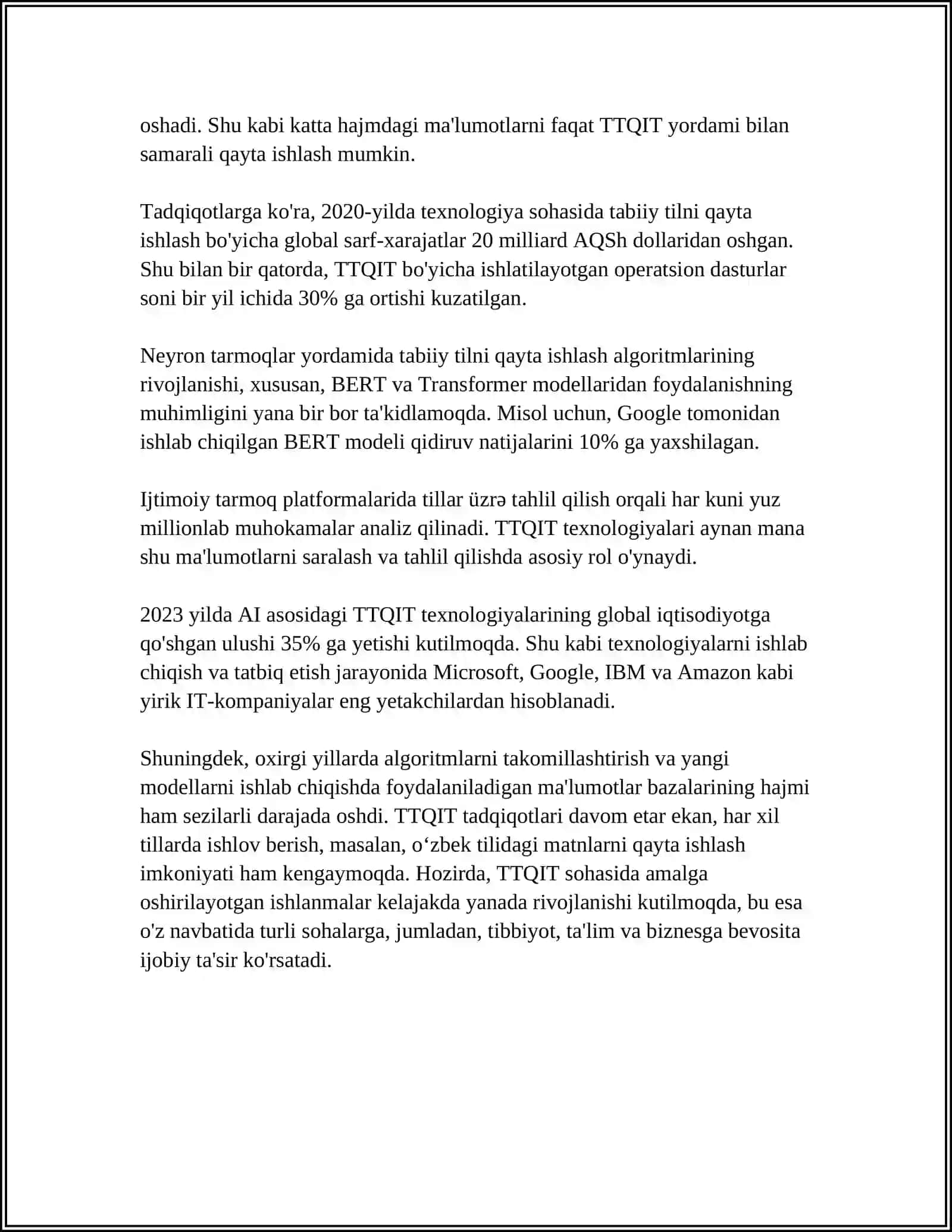 DUNYO MIQYOSIDA KOMPYUTER LINGVISTIKASIGA OID TADQIQOTLAR 4