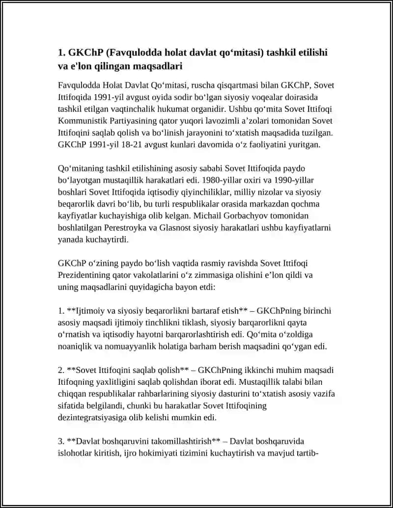 GKCHP (FAVQULOTTDA HOLAT DAVLAT QO’MITASI) NOMI BILAN SODIR QOLGAN SIYOSIY VOQEALAR 4