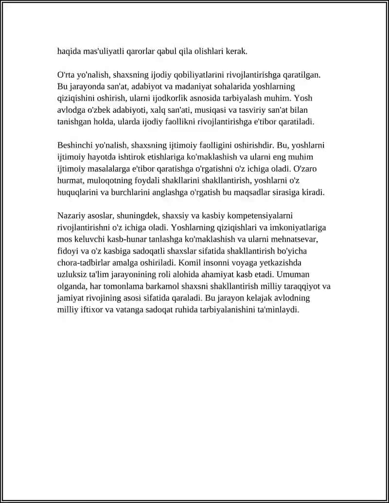 HAR TOMONLAMA BARKAMOL SHAXSNI SHAKLLANTIRISH - MILLIY TARBIYANING BOSH MAQSADI 4