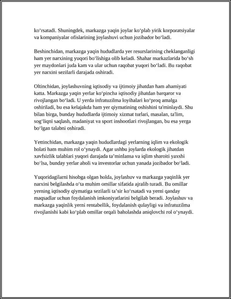 Yerning Narxi Uni Belgilovchi Omillar 4