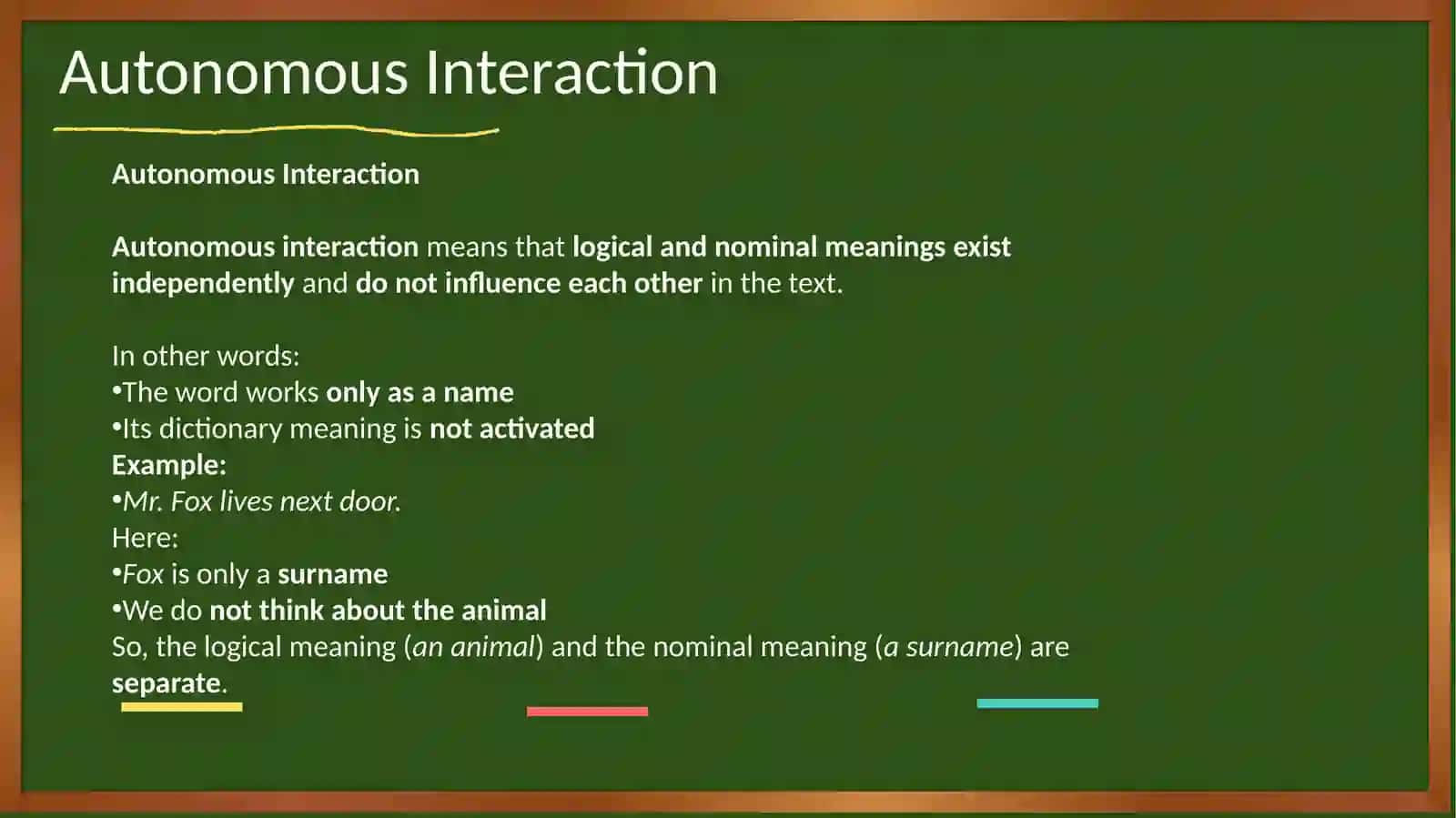 Interaction of Logical and Nominal Meanings 4
