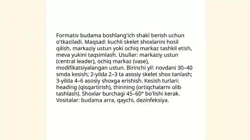 Meva ko'chatlariga shakl berish, ularni parvarish qilish 4