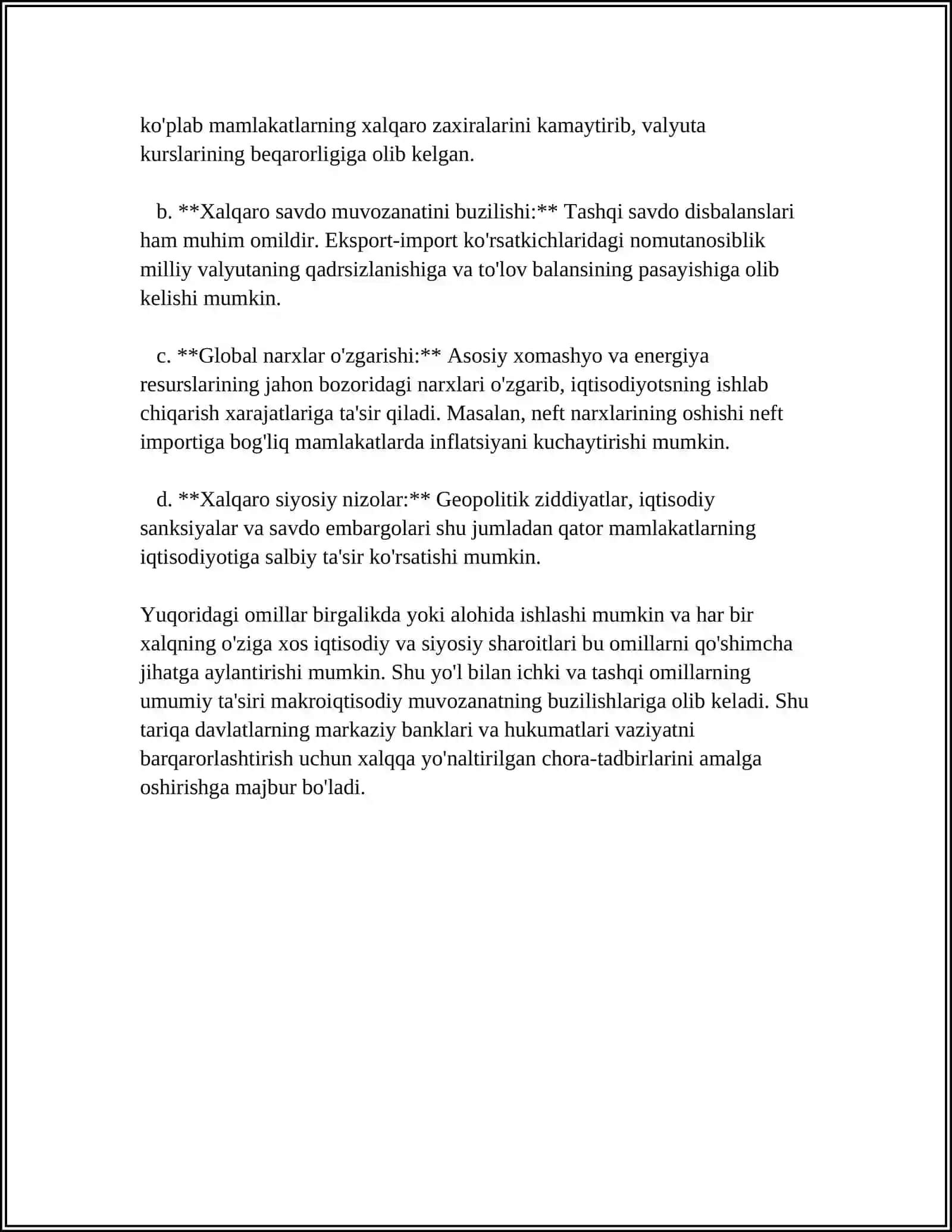 MAKROIQTISODIY MUVOZANATLIKNING BUZILISHI VA BOZOR IQTISODIYOTINING SIKLLI RIVOJLANISHI 4