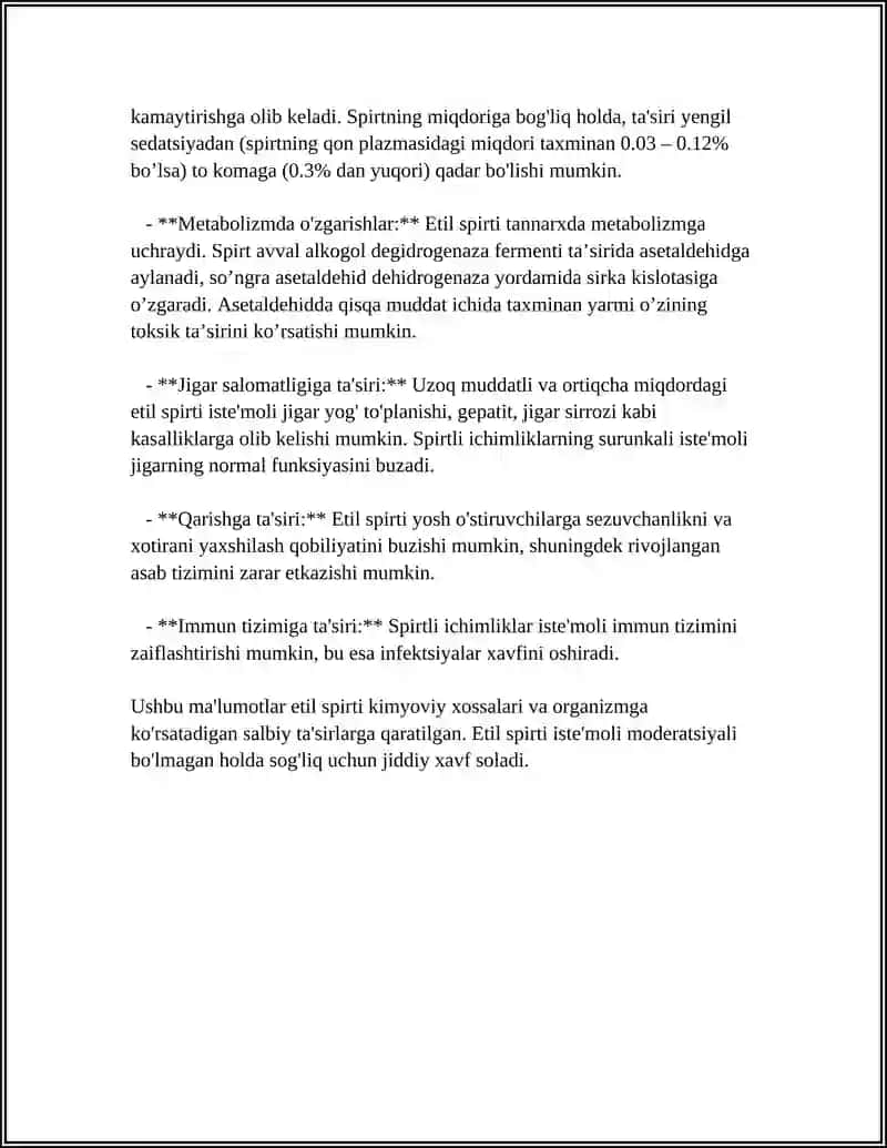 ETIL SPIRTI. ALKOGOLIZM VA UNING ASORATLARI 4