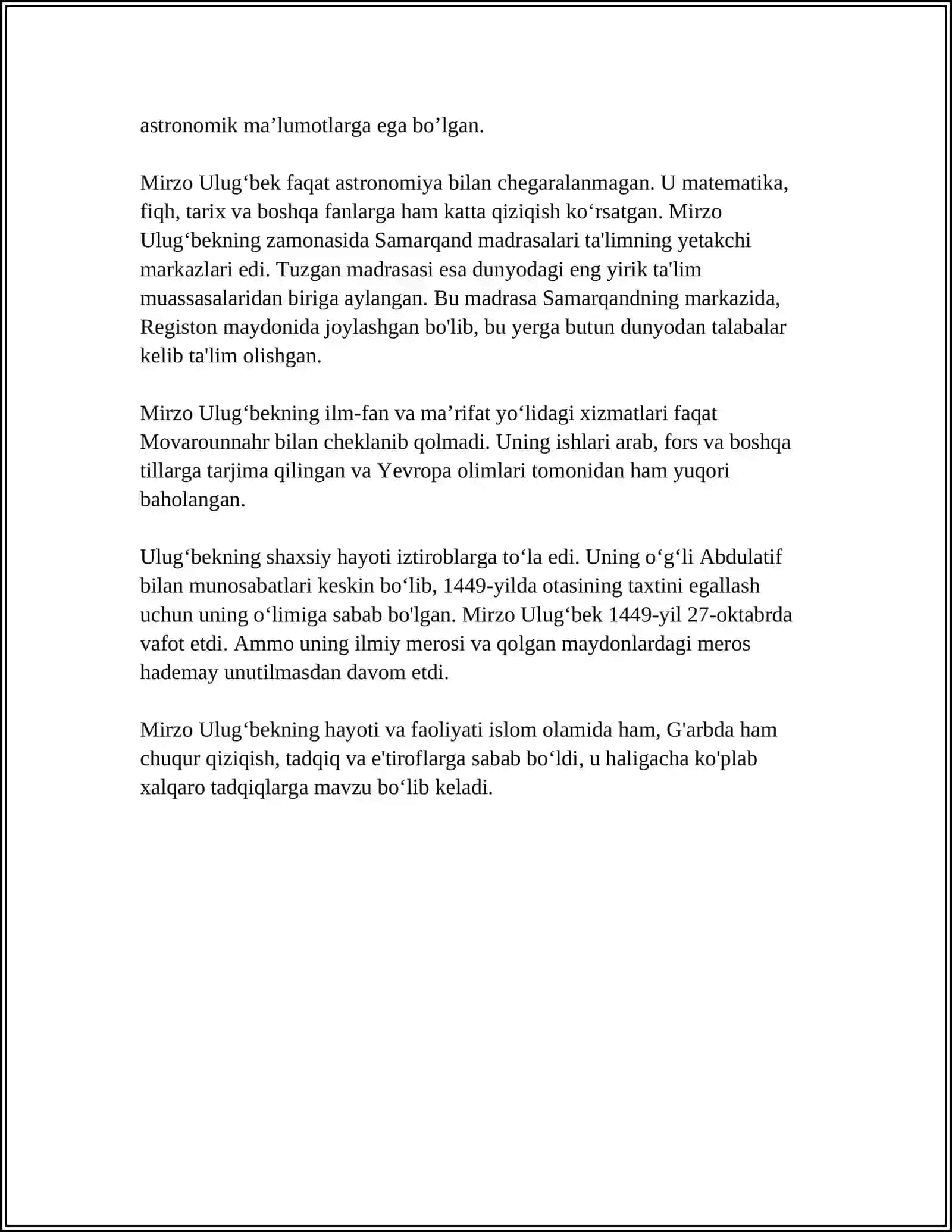 MIRZO ULUGʻBEK-DAVLAT ARBOBI VA BUYUK OLIM 4
